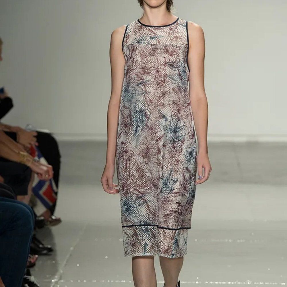 SUNO
| Spring RTW 2015 Collection | Layered Marker Floral Organza Mesh Dress | S